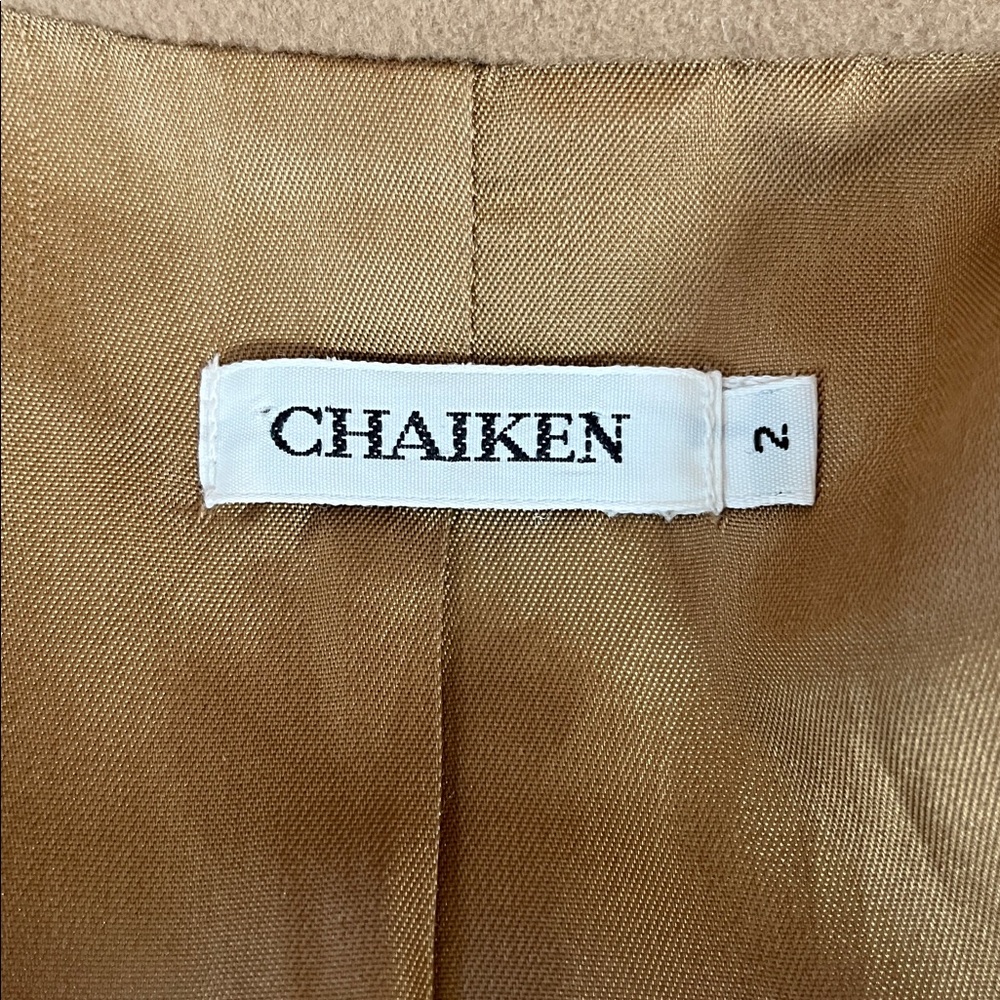 Vintage Chaiken Wool Tan/Camel Maxi Modern Classic Style Coat Size 2 - Picture 6 of 17